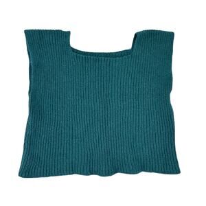 Handknit Cashmere Sweater Vest Womens Large Boxy Cozycore Deep Teal